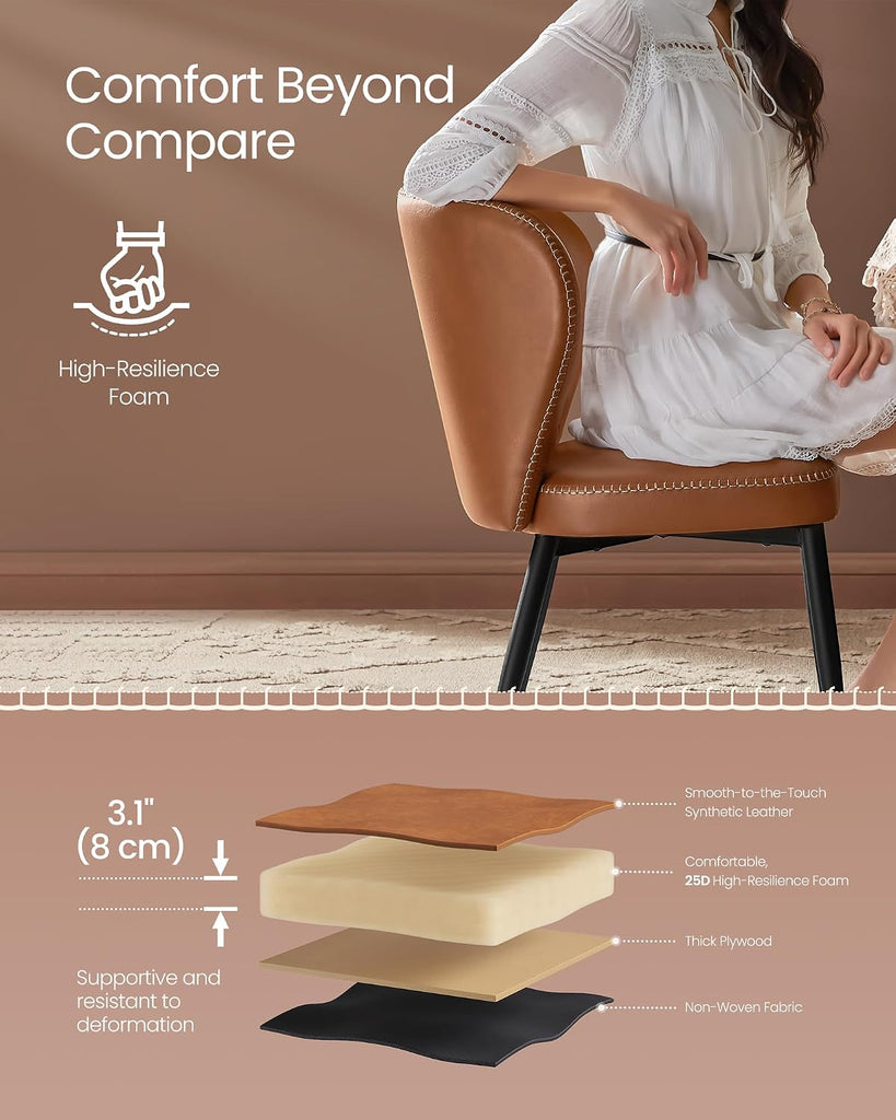 Dining Chairs Set of 4, Upholstered Kitchen Chairs, Comfortable Seat, Synthetic Leather with