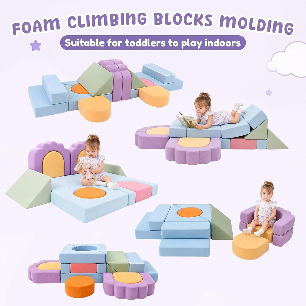 Foam Climbing Toys for Toddlers, 13pcs Soft Play Climbing Blocks