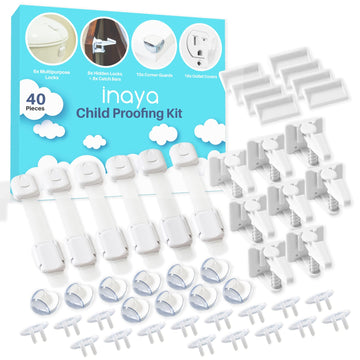 Complete Baby Proofing Kit - Child Safety Hidden Locks for Cabinets & Drawers, Adjustable Safety Latches, Corner