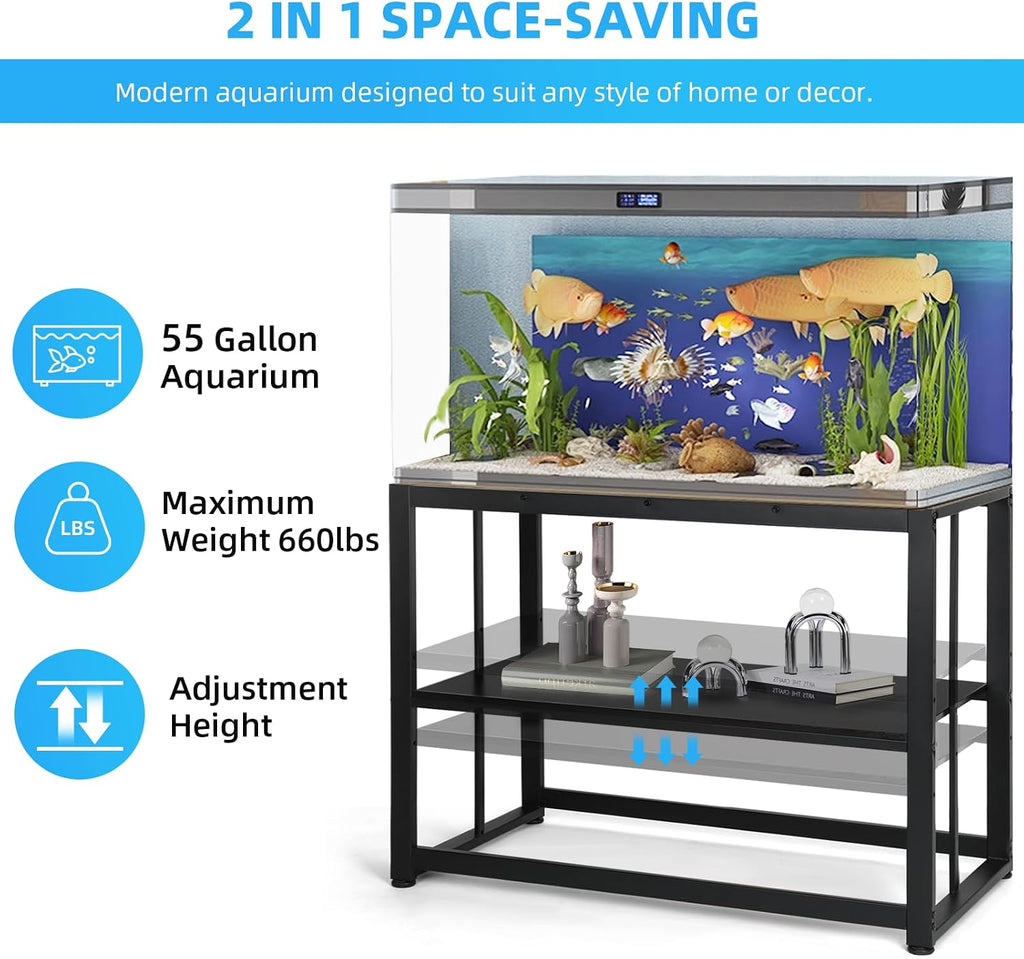 55-75 Gallon Fish Tank Stand, Metal Aquarium Stand, Black