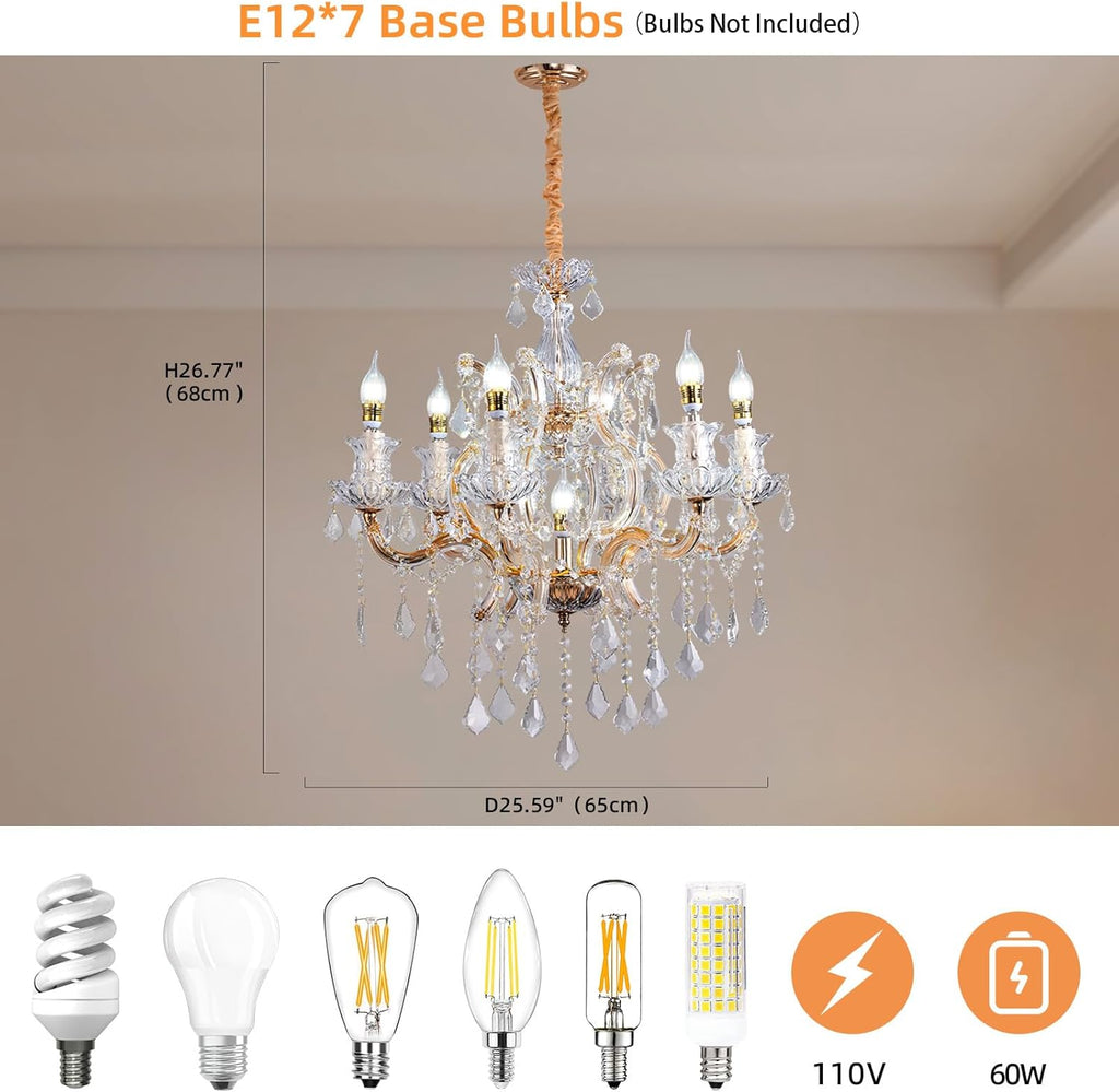 Crystal Chandeliers Light Dining Room_K9 Modern Chandelier Lights for Bedroom - 7 E12 Bulbs Hanging Pendant Lighting Fixtures for Living Room Kitchen Farmhouse Hallway Ceiling Entryway A111-B0F443LL1G