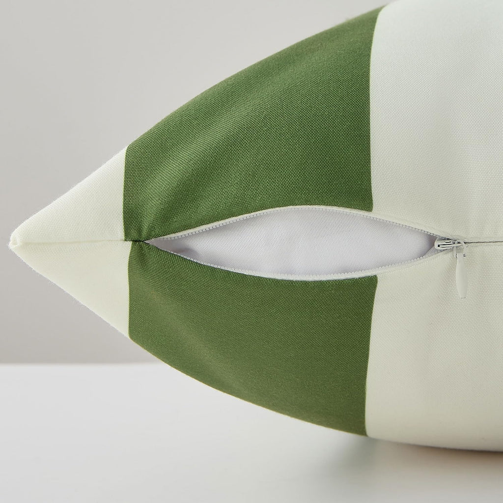 Outdoor Pillow Covers 20x20 Olive Green Striped Outdoor Decor 07B20