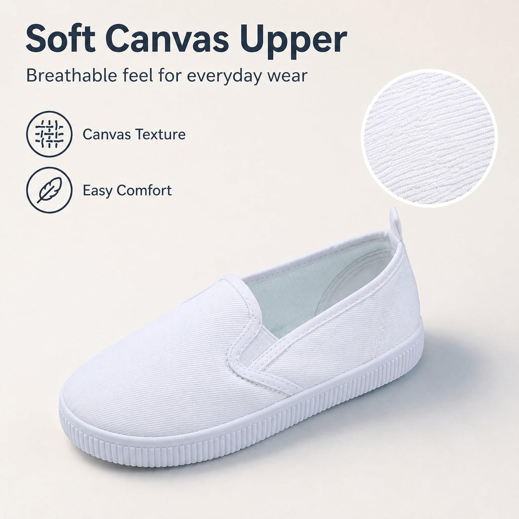 Girls White Shoes Canvas Comfortable Causal Sneakers