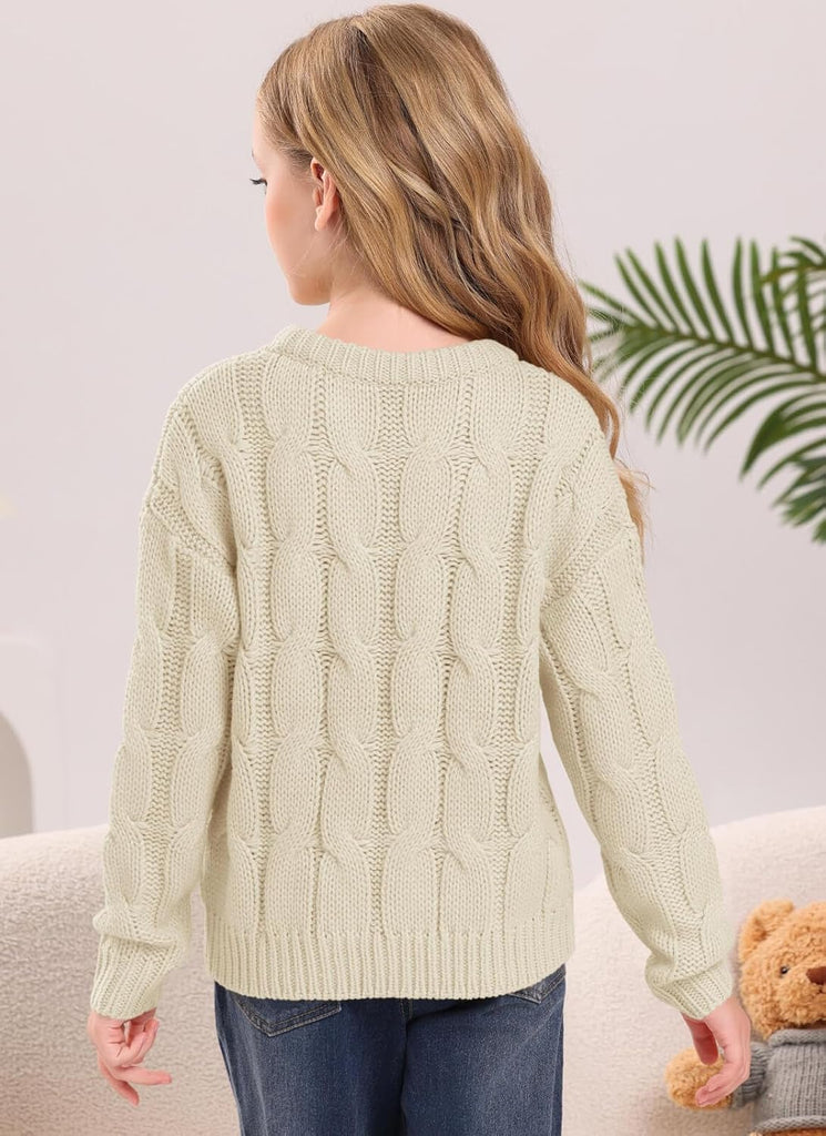 Cable Knit Sweaters Long Sleeve Crewneck Pullover Sweater