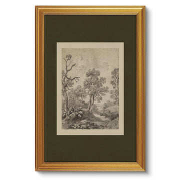 Large Vintage Gold Framed Wall Art, Tree Forest Landscape Print