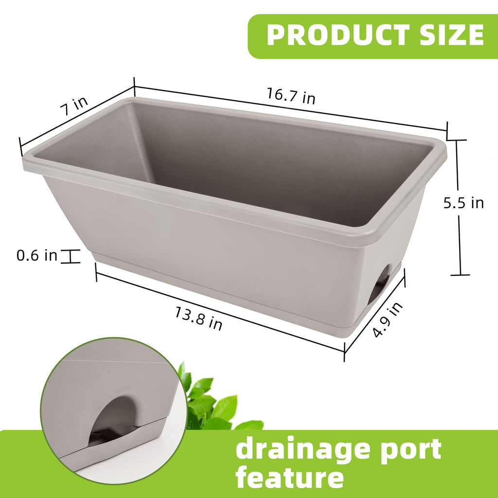 7 Pack Window Box Planter, Plastic Vegetable Flower Planters Boxes
