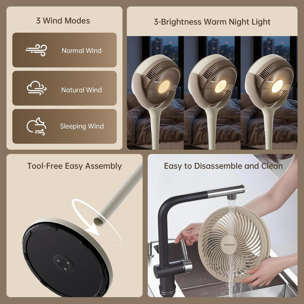 Standing Fan , 1100CFM Pedestal Fans Oscillating with Remote and Night Light, 3 Modes Floor Fan with DC Motor, 25dB