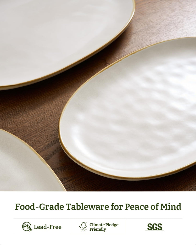 Serving Platters Set of 3 Sizes - Oval, Matte White