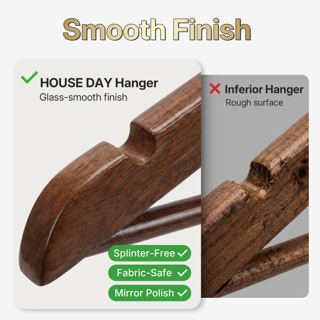 Premium Wooden Hangers 150 Pack, 17.5" Smooth Wood Hangers