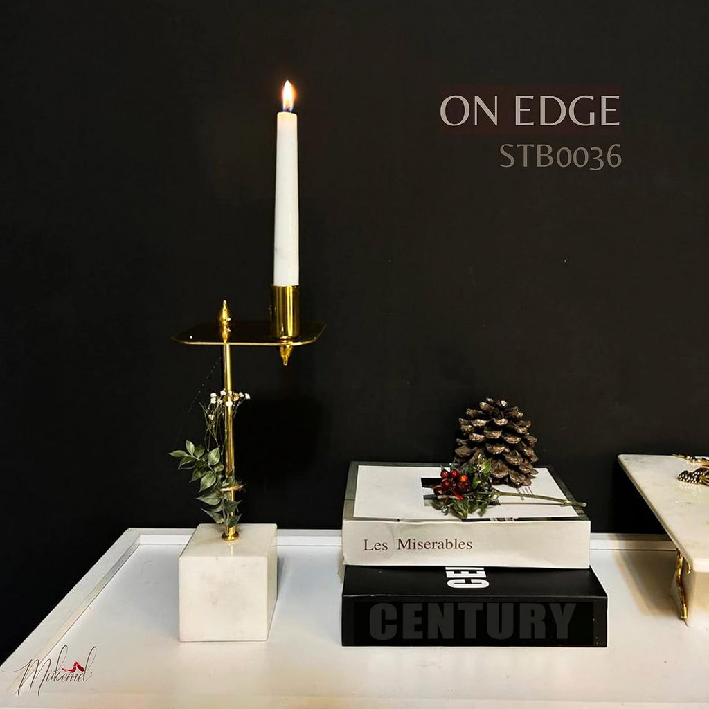 On edge (11.0 inch, Full set, Home Décor, Luxury candle holder,Handmade Marble Decoration, Natural Marble) Designs