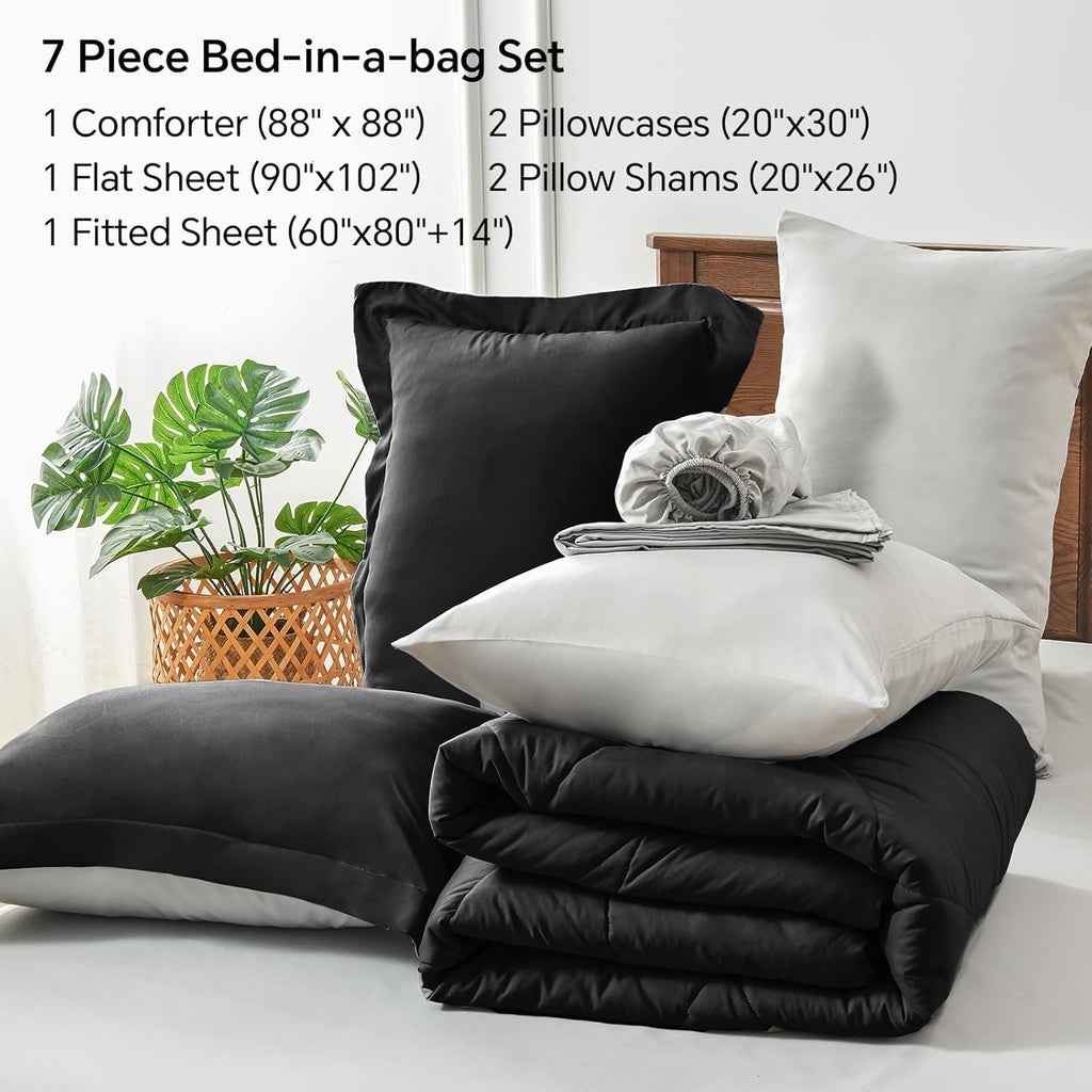 Queen Comforter Set 7 Pieces Bed in A Bag