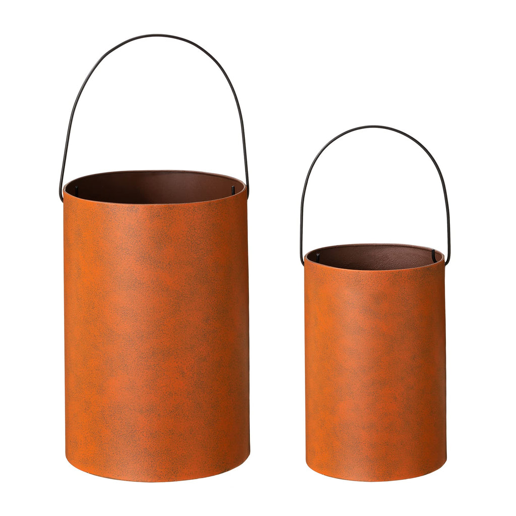 2 Pcs Farmhouse Fall Lanterns Thanksgiving Metal Candle Lanterns Buckets Indoor Outdoor Decorations Thankful Fall