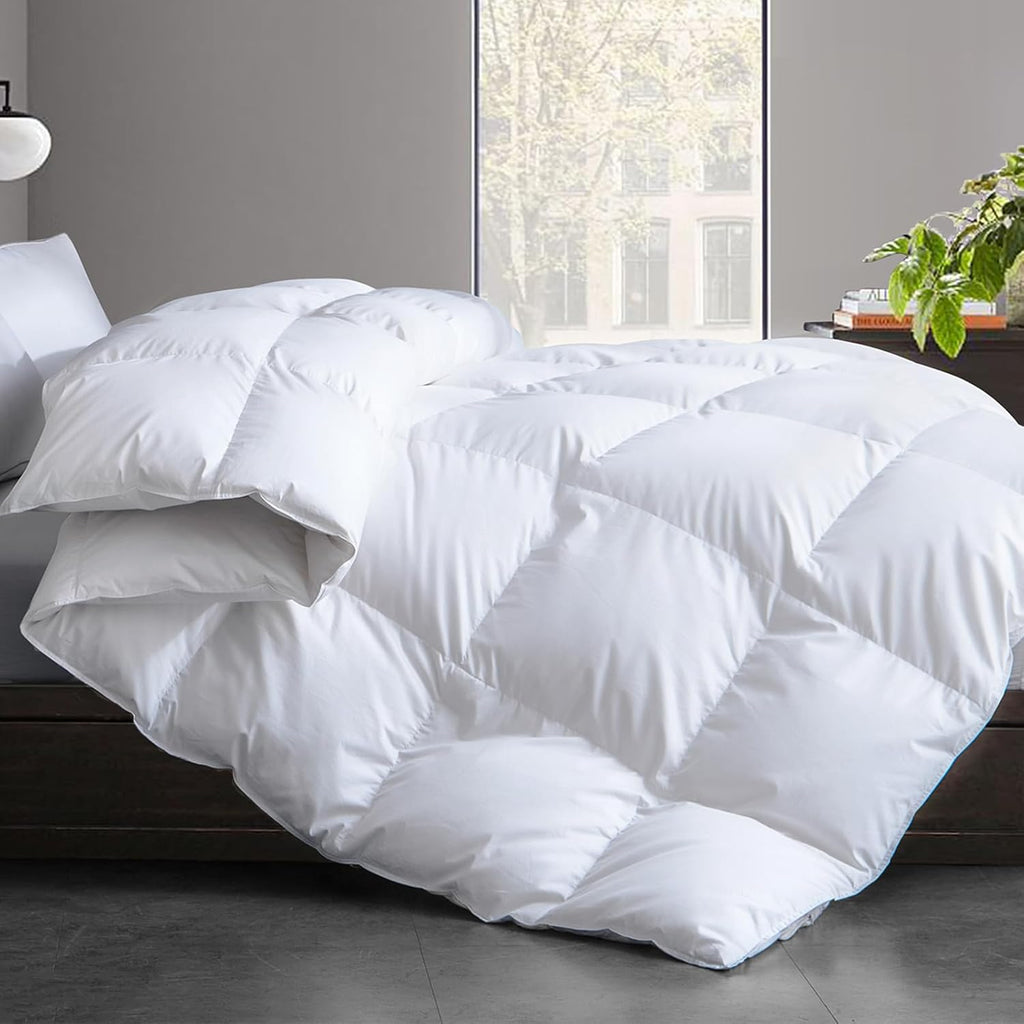 Twin Feather Down Fiber Comforter - Ultra Soft 100% Cotton Duvet Insert