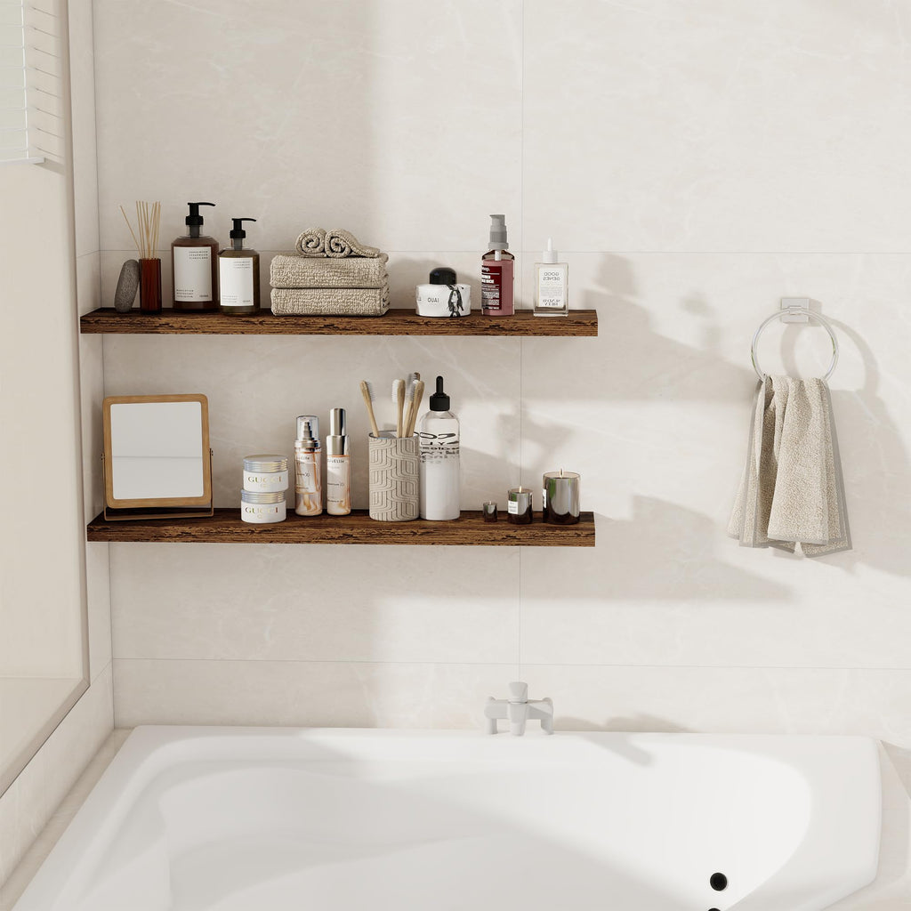 36Inch Floating Shelves for Wall 2 Pack Wood Shelves Wall Mounted Rustic Wood Floating Shelf with Invisible Brackets