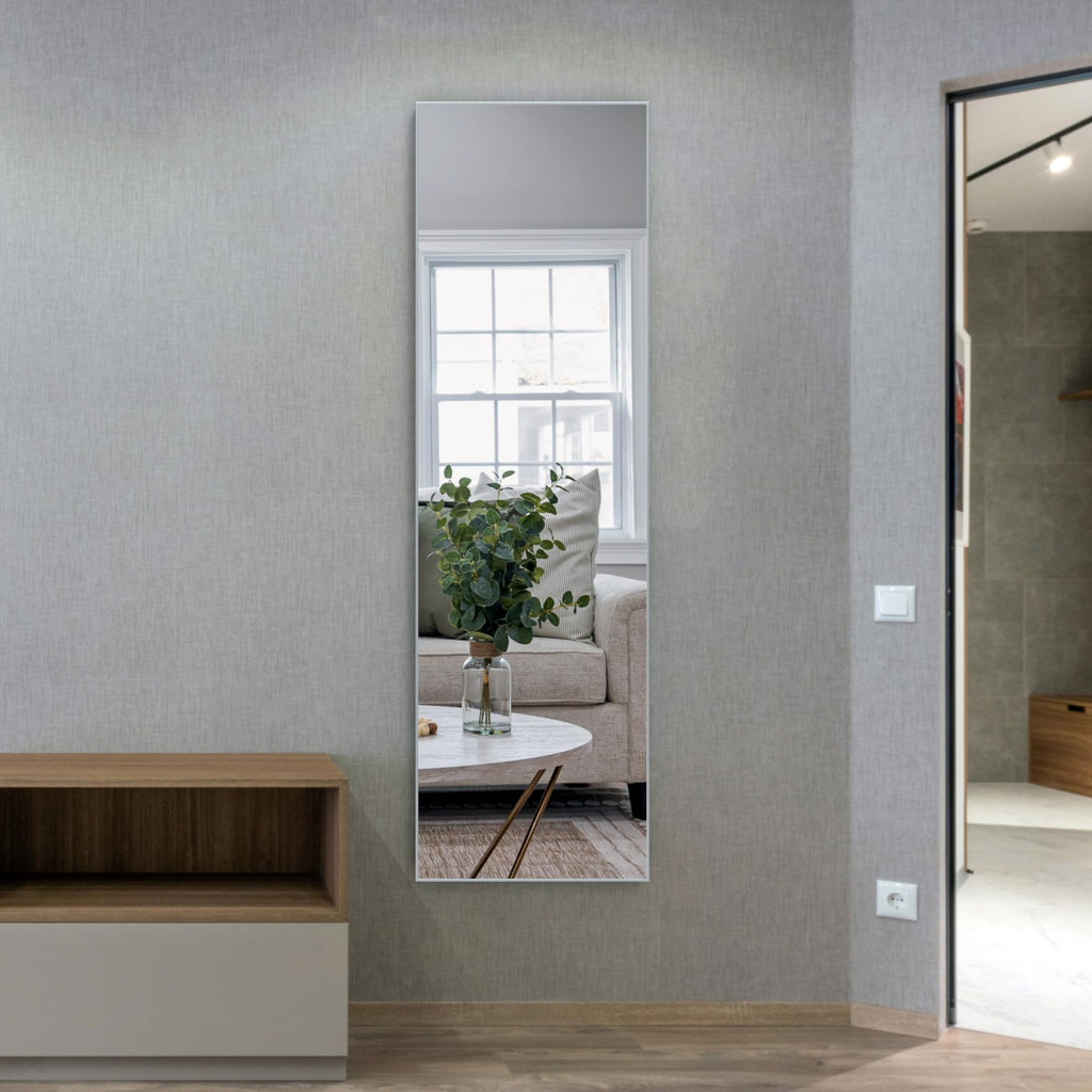 60"x18" Full Length Mirror Over the Door Hang or Wall Mounted, Silver