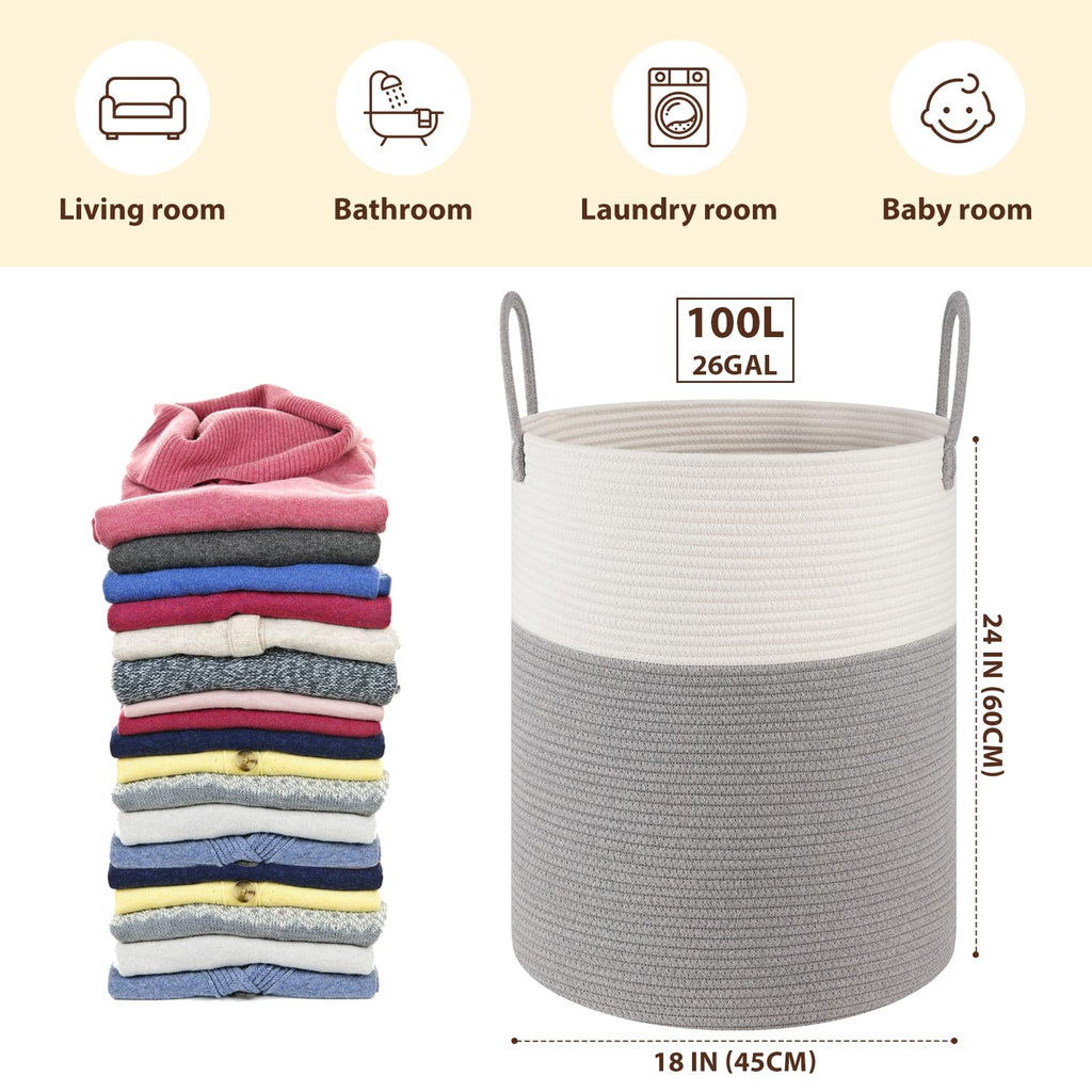 Nursery Hamper Laundry Basket Laundry Hamper Grey/White