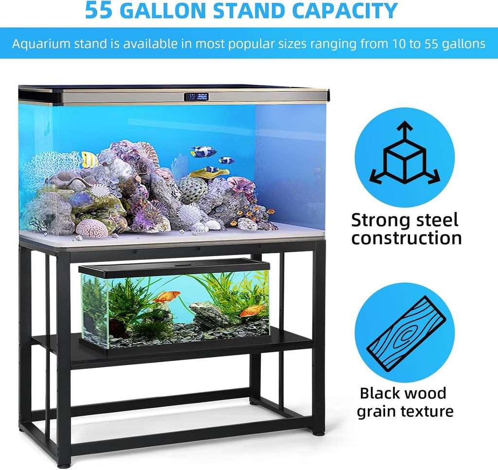 55-75 Gallon Fish Tank Stand, Metal Aquarium Stand, Black