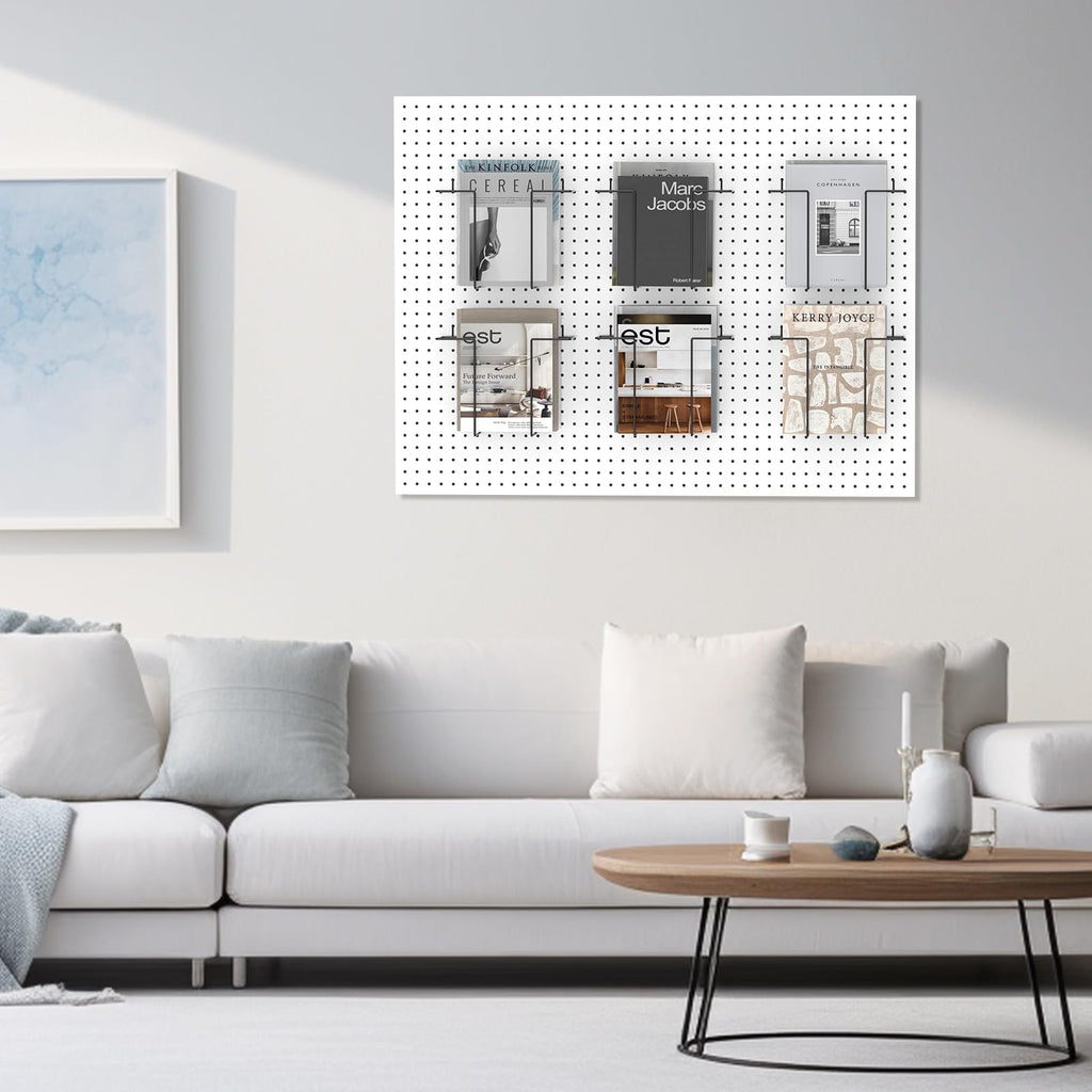 6 Pair Expandable Literature Display Shelf for Pegboard, Metal Wire Peg Board Magazine Holder, Pegboard Shelves