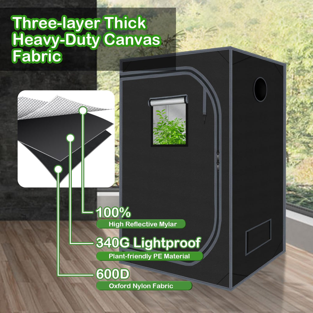 4x4 Grow Tent 48"x48"x78" 600D Mylar Hydroponic Growing Tents for Plant