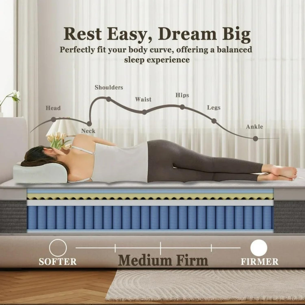 14 Inch Cal King Luxury Hybrid Mattress, Gel Foam & Pocket Spring | Cooling Gel Foam for Pressure Relief & Spine