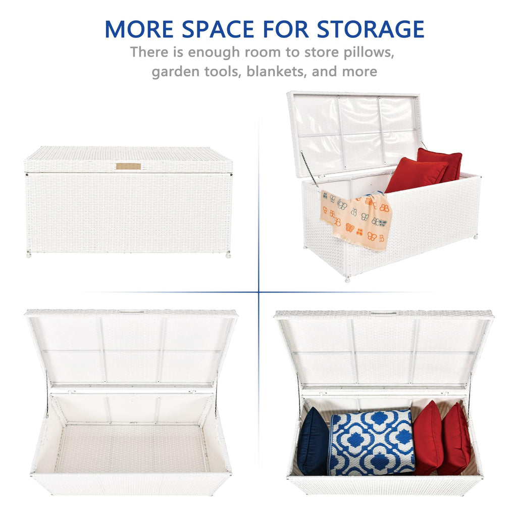 Outdoor 70 Gallon Wicker Deck Storage Box Color: White