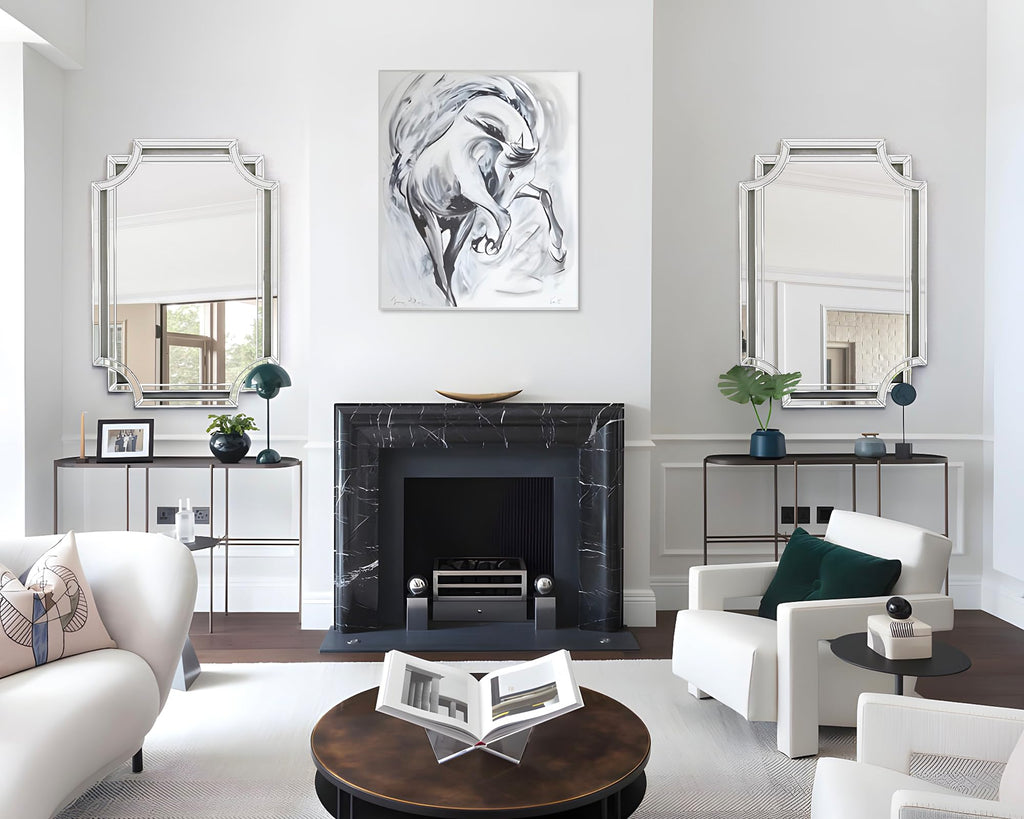 36" x 24" Rectangular Modern Decorative Wall Mirror with Beveled Edge Frame, Large Accent Mirror