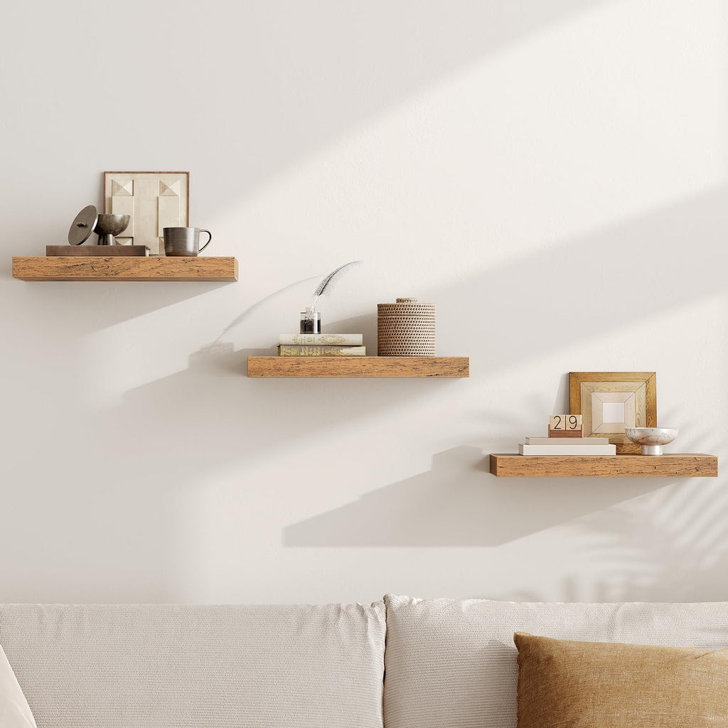 Floating Shelves for Wall, 1.5" Thick Wall Shelf Set of 3 with Invisible Brackets, 15.7L x 7.9W Hanging Shelves