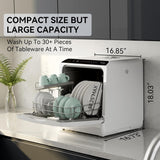 Countertop Dishwasher, 5 Washing Programs Portable Dishwasher With 5-Liter Built-in Water Tank For Glass Door
