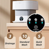 Portable Washing Machine 10L Foldable Mini Washer and Spin Dryer Deep Cleaning Compact Baby Clothes Underwear Washer