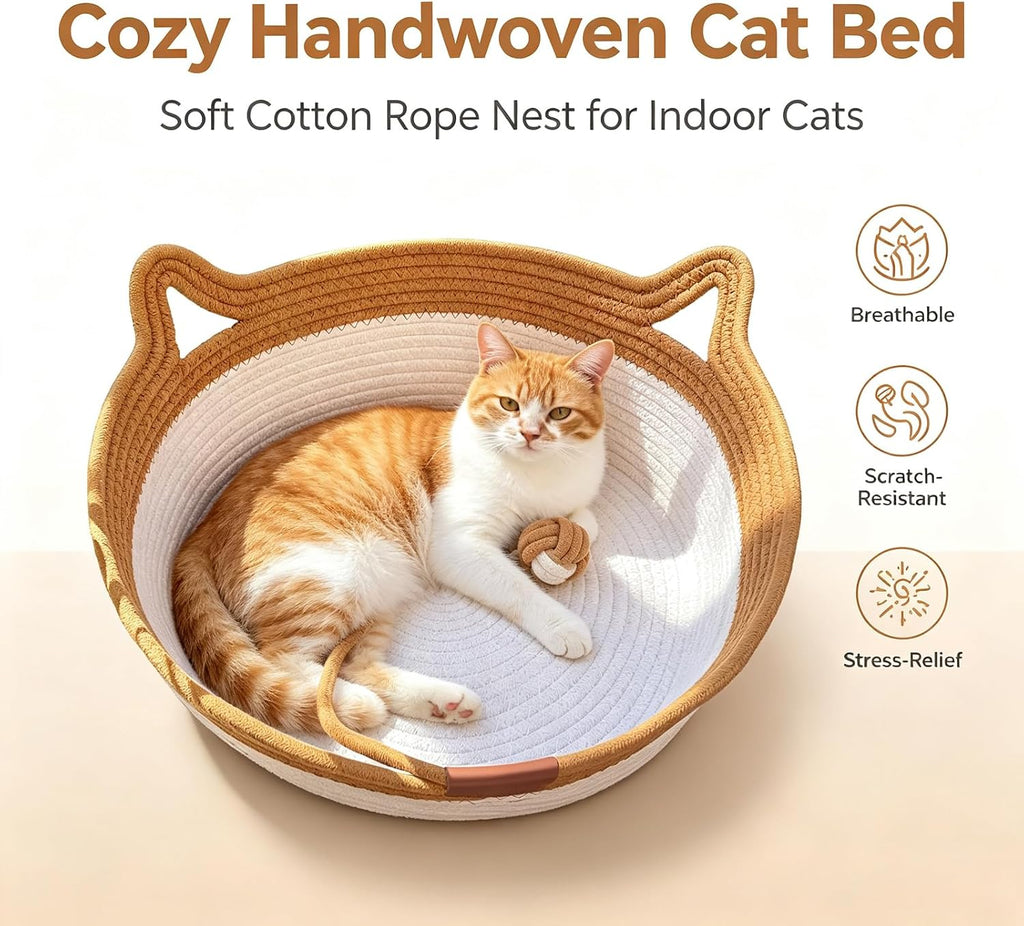 Medium Instinct Basket for Cats Rope Cotton Handwoven Cat Basket