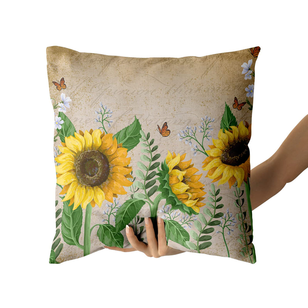 Sunflower Throw Pillows Butterfly Pillow Covers Honeybee Throw Pillow Cover Watercolor Yellow and Blue Floral