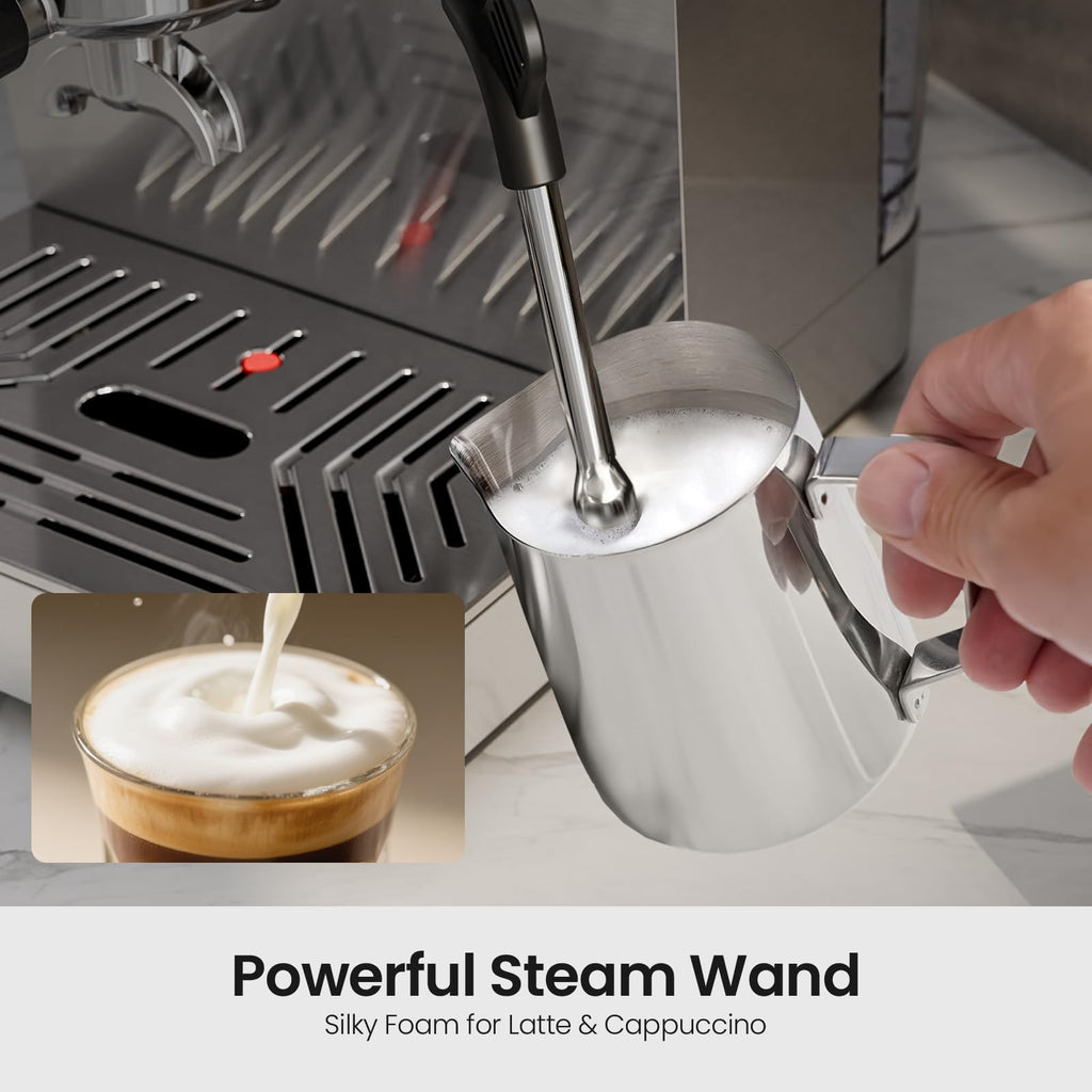 Espresso machine with Cold Brew, 20 Bar Espresso Maker with Milk Frother Steam Wand, Stainless Steel Coffee Machine