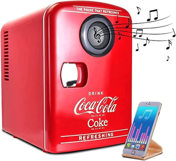 Mini Fridge Bluetooth - Portable Small Cooler for Bedroom Office Makeup Compact Beverage Chiller for Drink Soda Wine