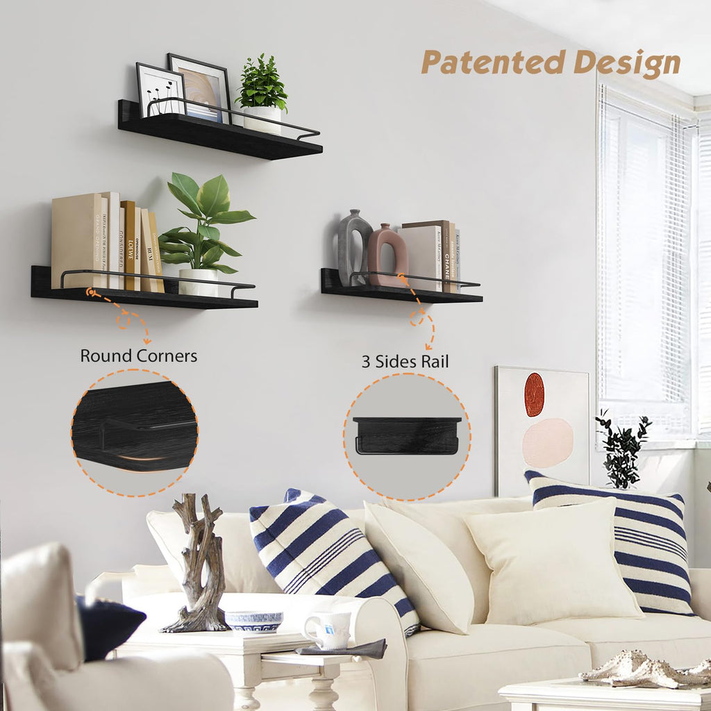 Black Floating Shelves for Wall, Bahtroom Wall Shelves Over Toilet