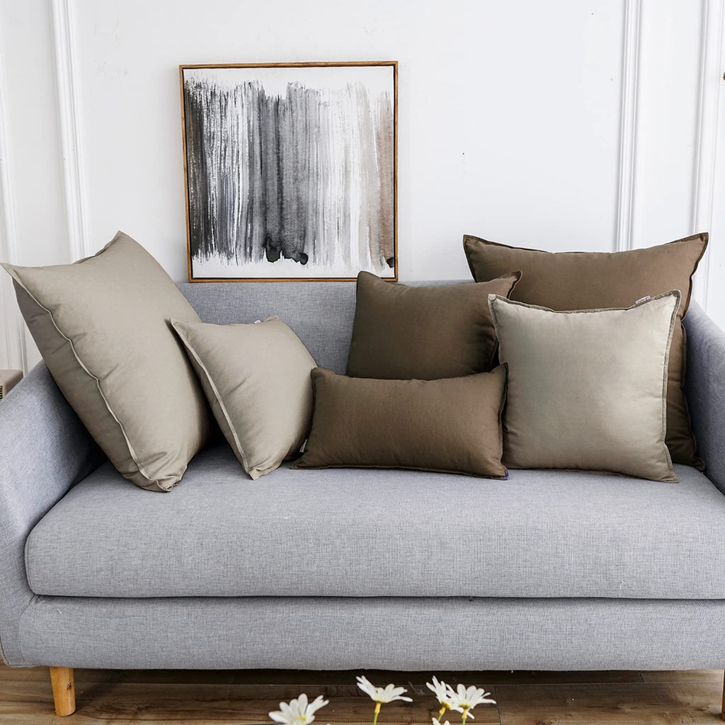 18"x18" Solid Cotton Linen Decoration Throw Pillow Case with Zipper Euro Sham Cushion Case Cool Pillow Cover Delicate
