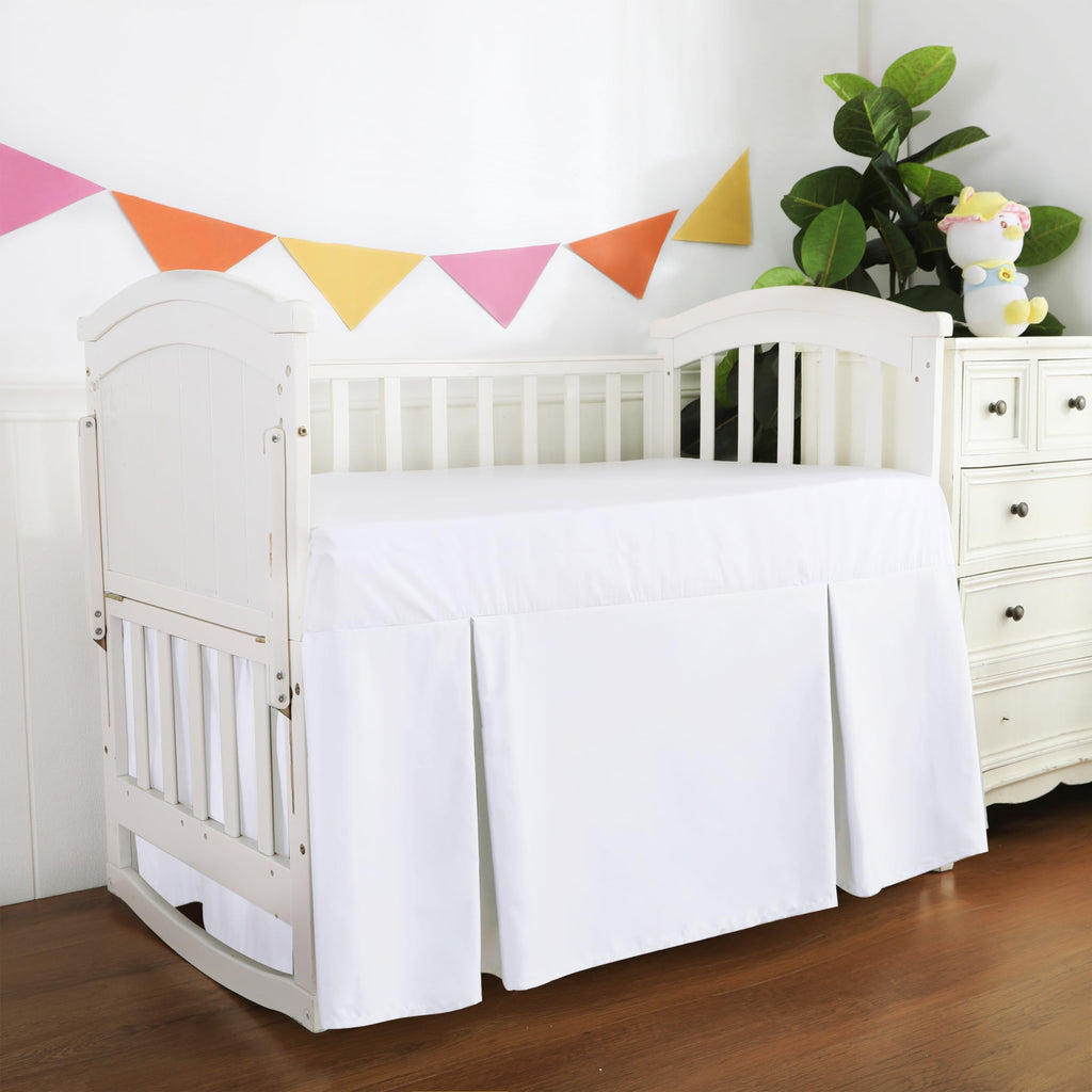 Crib Skirt Dust Ruffle, 100% Egyptian Cotton 400 Thread Count Soft Breathable Crib Bedding Skirt for Baby, Boys and
