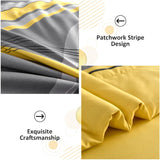 Anibedding Yellow Comforter Set King,8 Pieces Bed in a Bag Patchwork Striped Bedding Sets,Boho Soft Microfiber Bedding