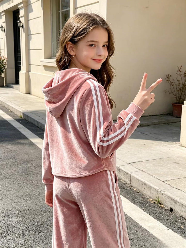 Girls 2 Piece Clothes Long Sleeve Top Wide Leg Pants Teen Outfits