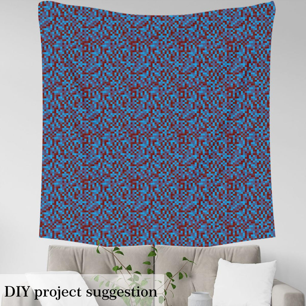 Miner Theme Games Fabric by The Yard Soft Polyester, Red Blue Purple Grid Fabric for and Home DIY Projects, Geometric