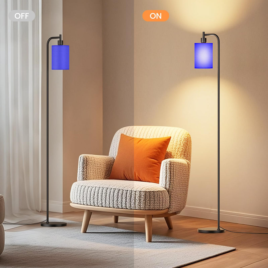 Floor Lamp with Linen Shade, Dimmable Tall Standing Lamp with Remote Control & 3 Color Temperatures, Modern Floor