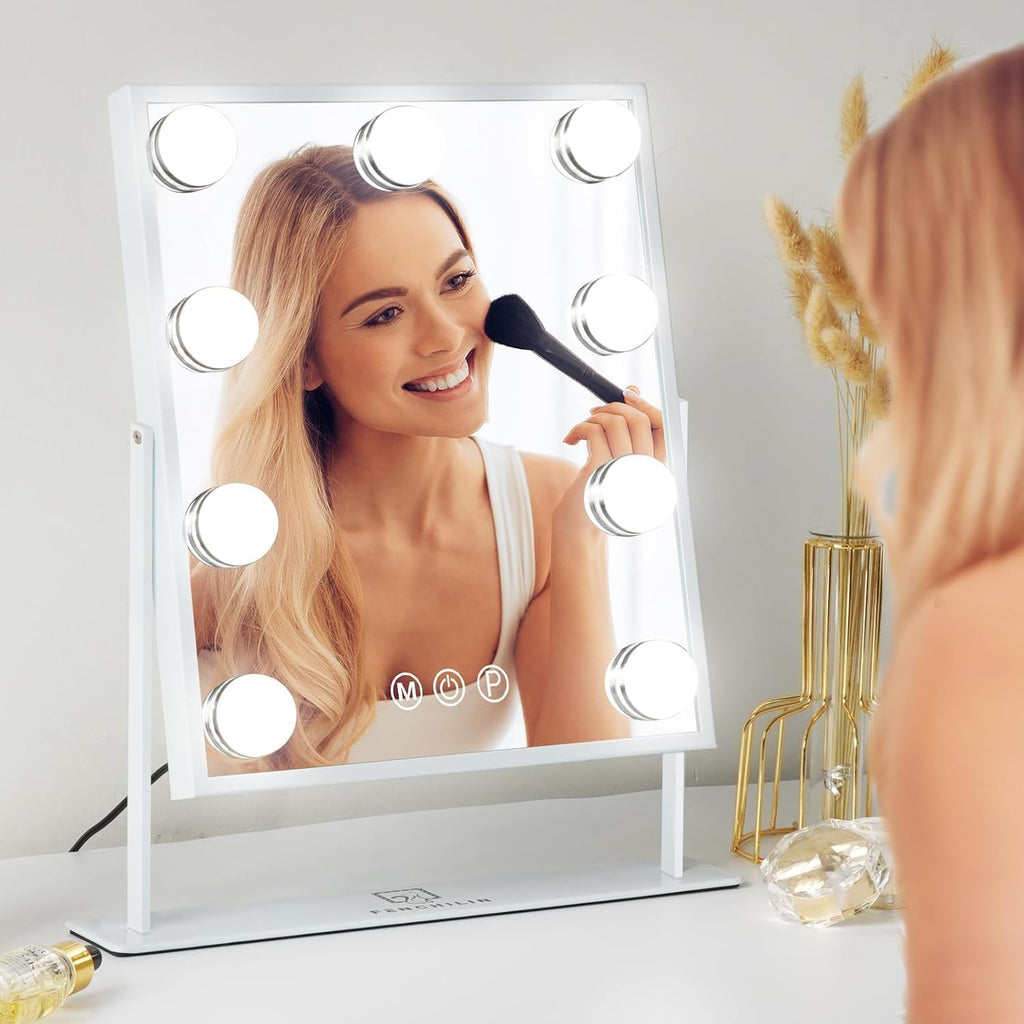 Vanity Mirror with Light Lighted Makeup Mirror Vanity Smart Touch Control 3Colors Dimmable Detachable 10X
