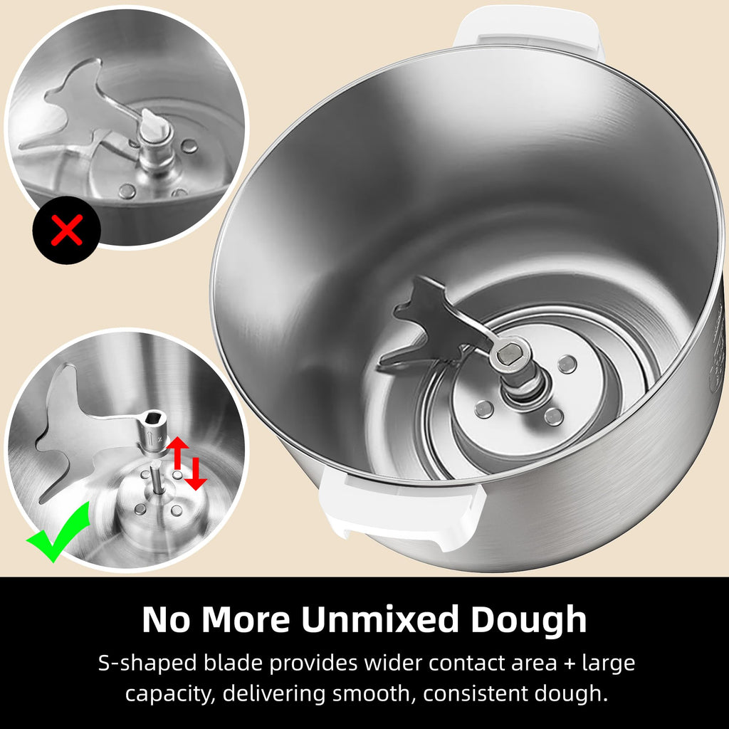 DoughChief, 7.4QT Dough Maker, Dough Mixer with Ferment Function, 304 Stainless Steel Bowl, Removeable lid, Face-up