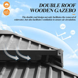 11’x13’ Outdoor Wooden Gazebo - Patio Galvanized Steel Gazebo with Double Vented Roof