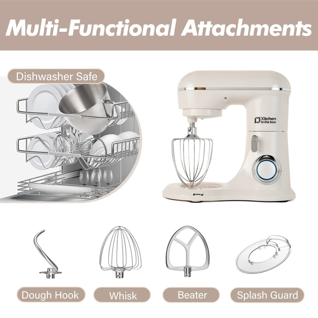6.5 QT Stand Mixer, 10-Speed Electric Mixer (White)