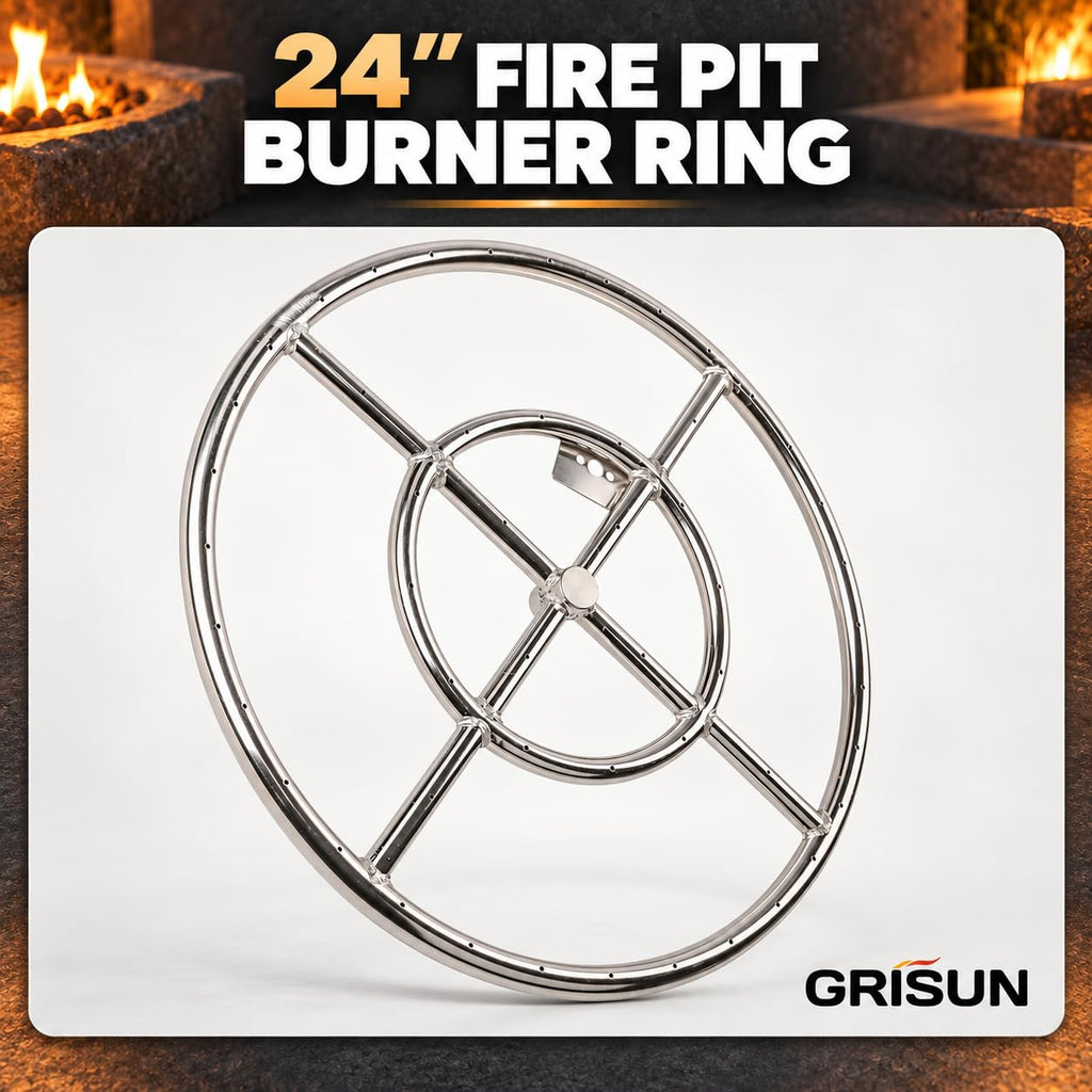 24 Inch Stainless Steel Round Fire Pit Burner Ring Kit