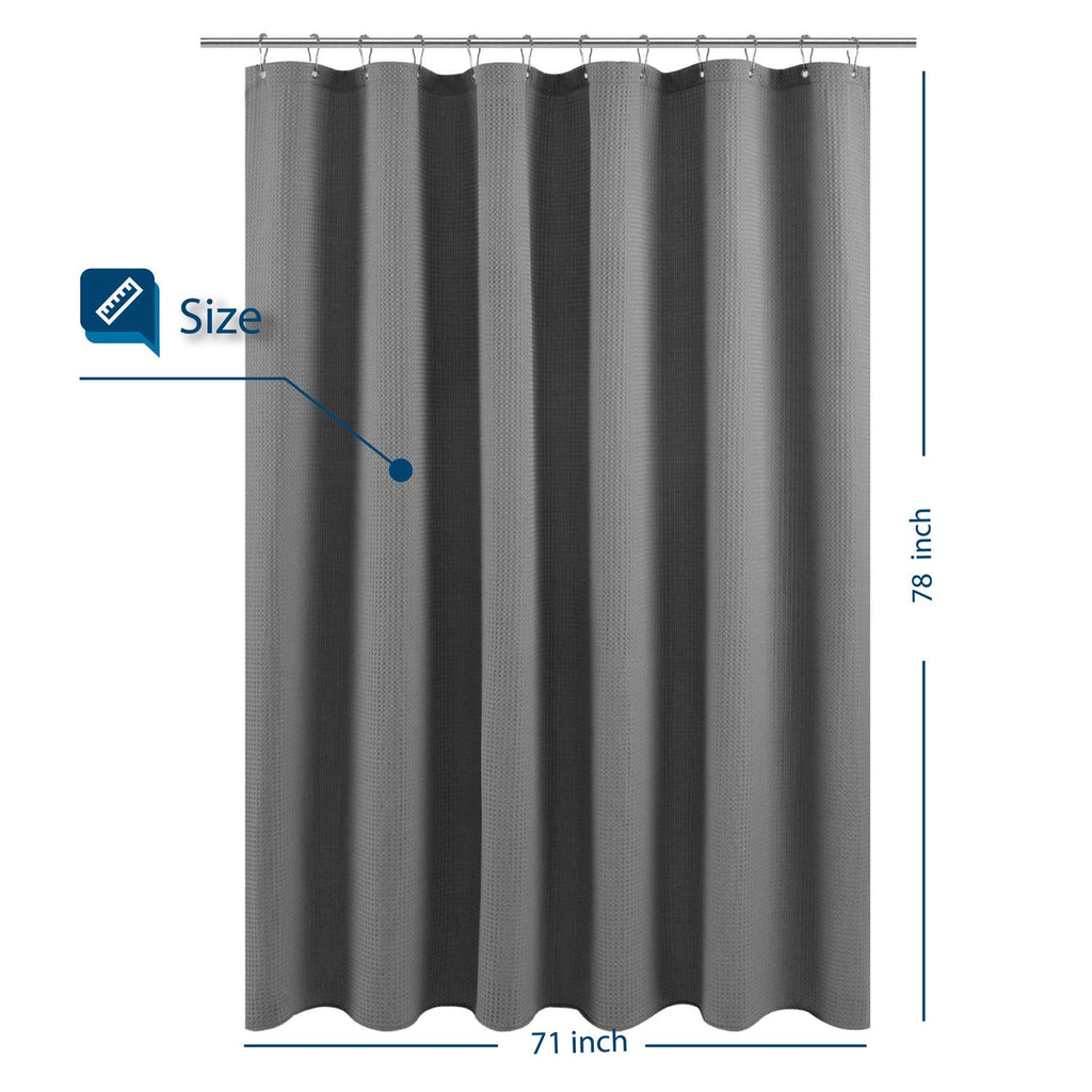 Waffle Weave Long Shower Curtain Gray 78 Inch Length