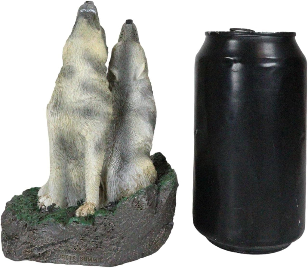 Ebros Howling Twin Gray Wolves Incense Burner Figurine 5.5 Inch Tall As Home Fragrance Decor Figurine Accessory