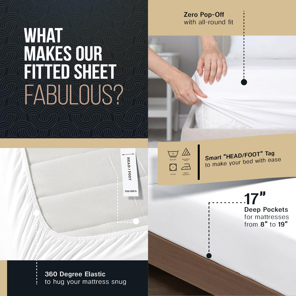 1500 Series Egyptian Cotton Sheets King Size, White Stripe