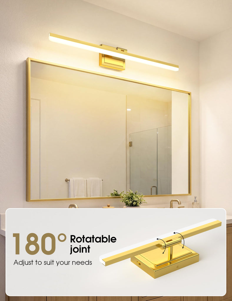 Modern Bathroom Vanity Light 31.5 inch, Rotatable, 28W Dimmable 5CCT Led Bathroom Light Fixture Over Mirror, Gold Bar