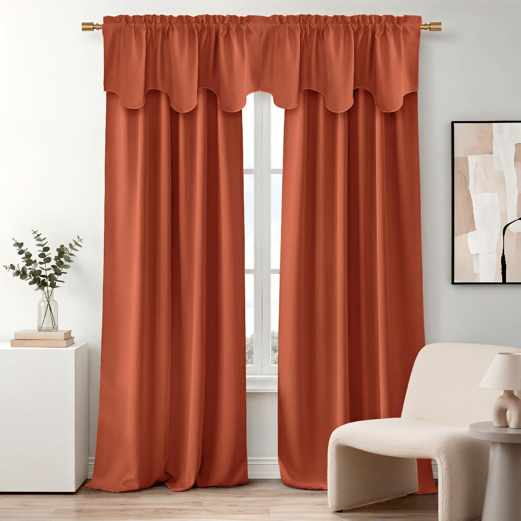 Burnt Orange Blackout Valances for Windows Thermal Insulated